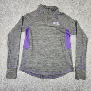 Colosseum TCU‎ Horned Frogs Womens Medium Gray Purple 1/4 Zip Pullover Jacket